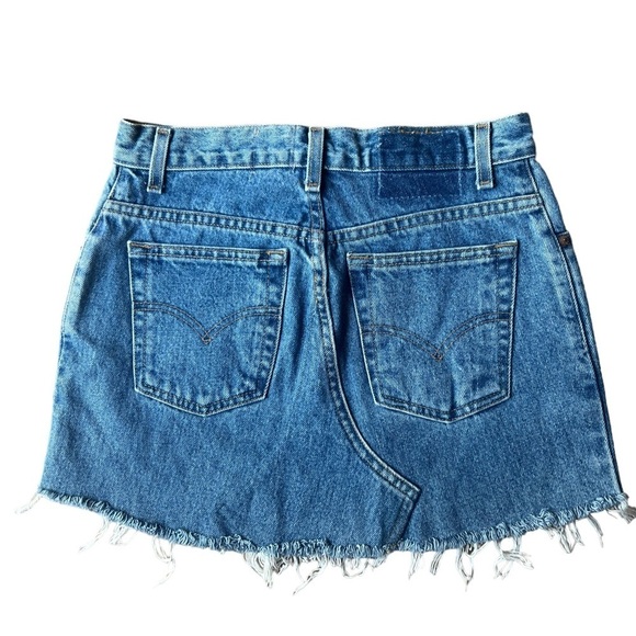 Lf Furst of a Kind Levi’s Upcycled Neon Zipper Mini Denim Skirt Size 29 - Picture 5 of 6